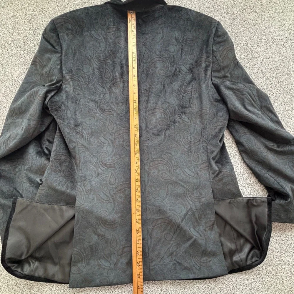 Bar III Black Green Paisley Velvet Slim Fit Tuxedo Jacket 44L Formal
